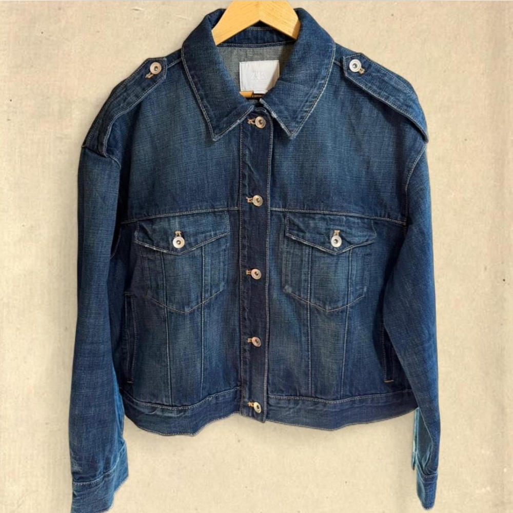 Zara TRF Type 3 Denim Jacket with Shoulder Tabs